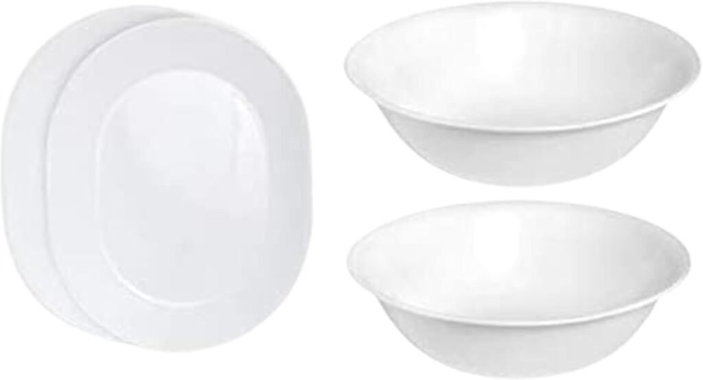Corelle stackable plates and bowls for caravan and camping