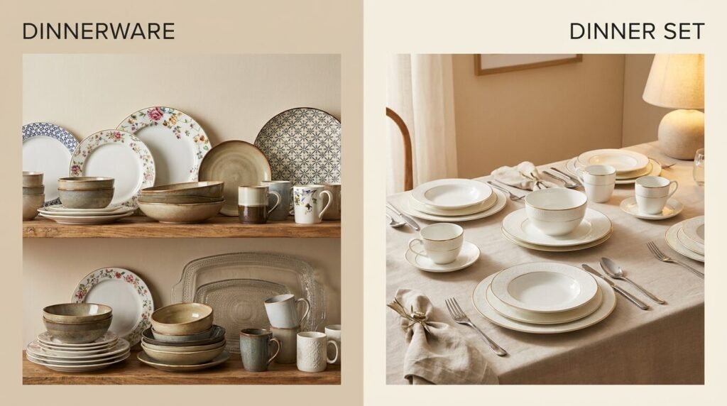 difference between dinnerware and dinner set
