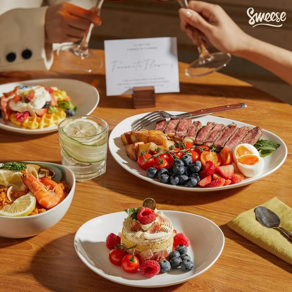 Elegant white 18pcs Porcelain Plates and Bowls