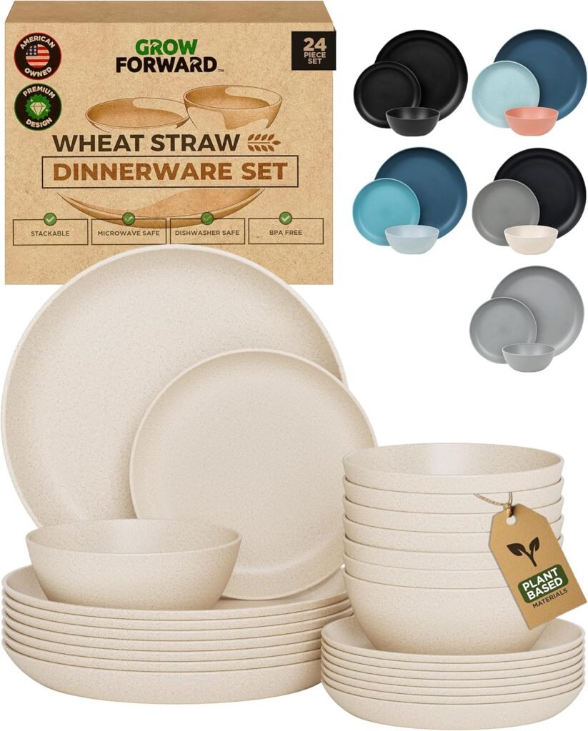 Grow Forward 24pcs Wheat Straw Dinnerware