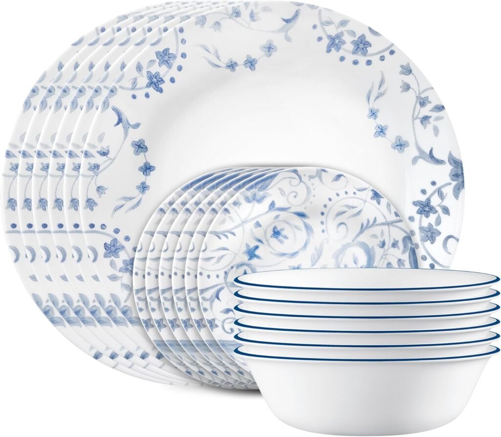 Lightweight 18pcs Corelle plates and bowls set