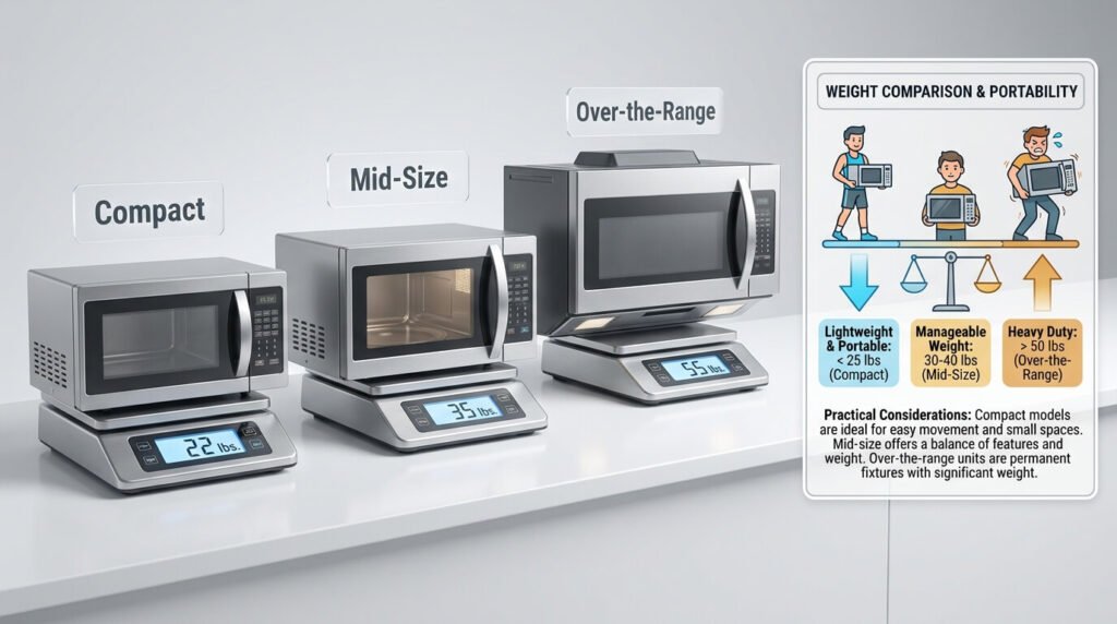 Microwaves displayed with weight