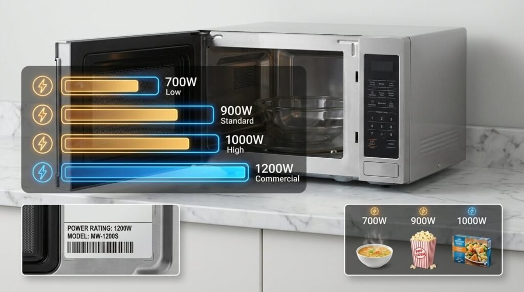 Standard wattage for a microwave