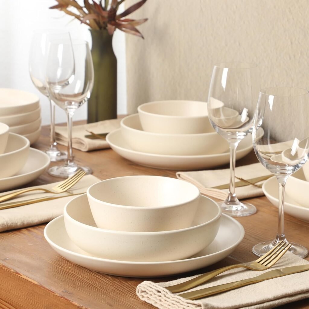 Stoneware cream dinnerware sets