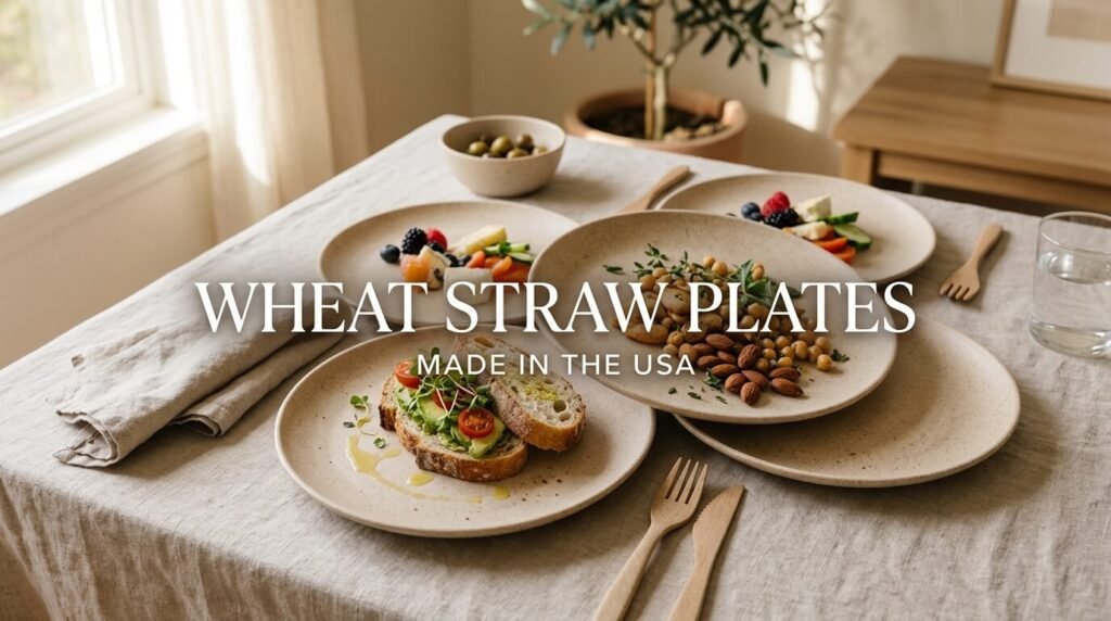 Wheat straw plates made in the USA